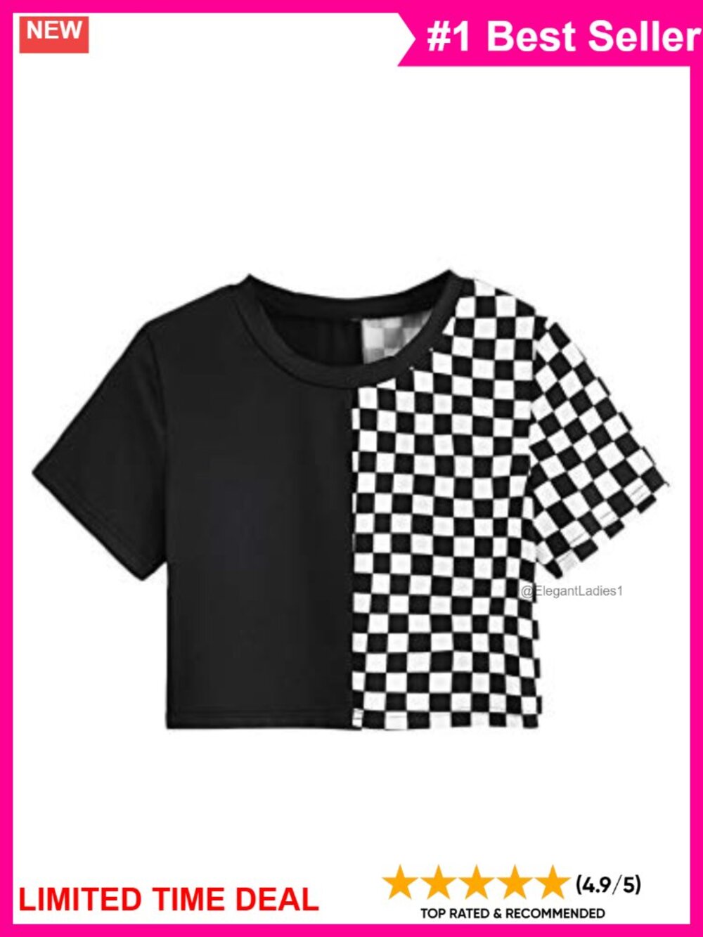 Short Sleeve Round Neck Colorblock Crop Top Tee